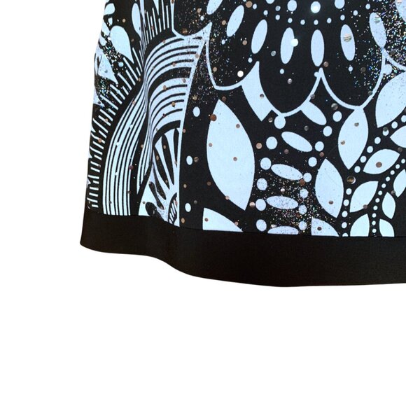 FRANK LYMAN - Black and White mandala floral sleeveless Top - Size 12 - Picture 8 of 10